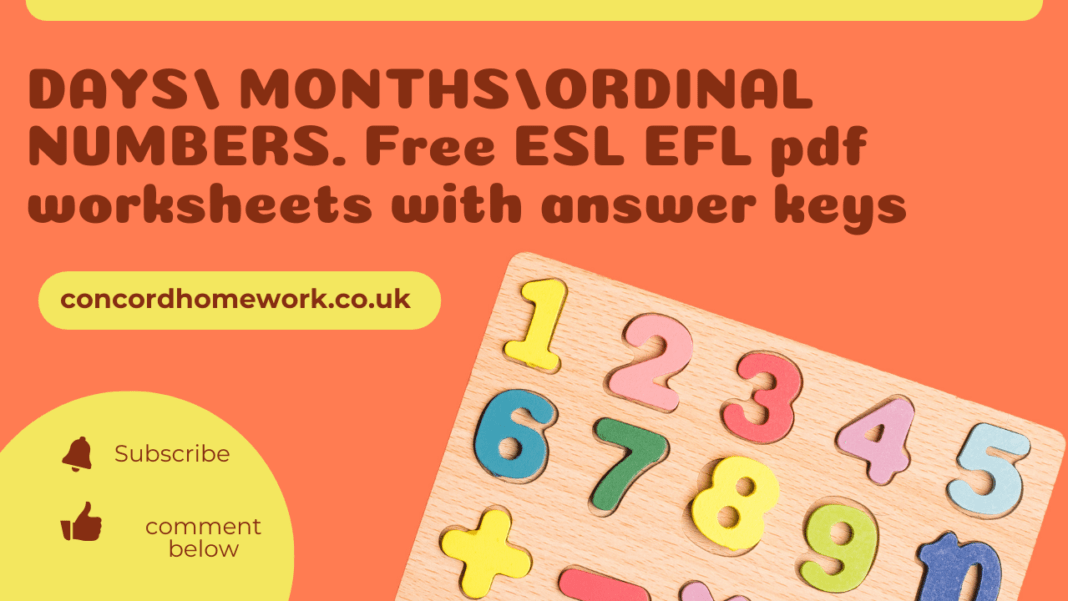 DAYS-MONTHSORDINAL-NUMBERS.-Free-ESL-EFL-pdf-worksheets-with-answer-keys