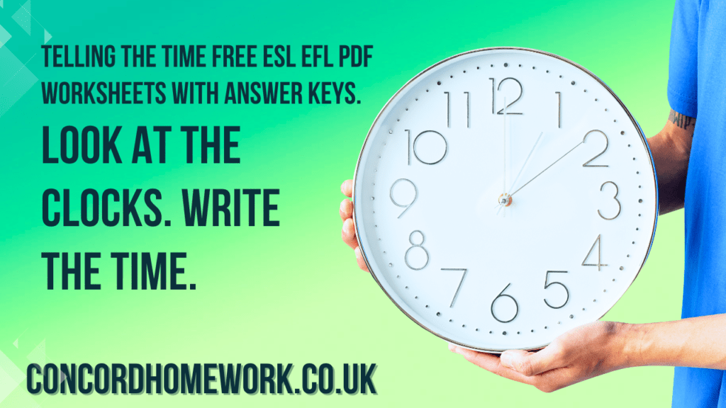 "Telling the time free ESL EFL pdf worksheets with answer keys".