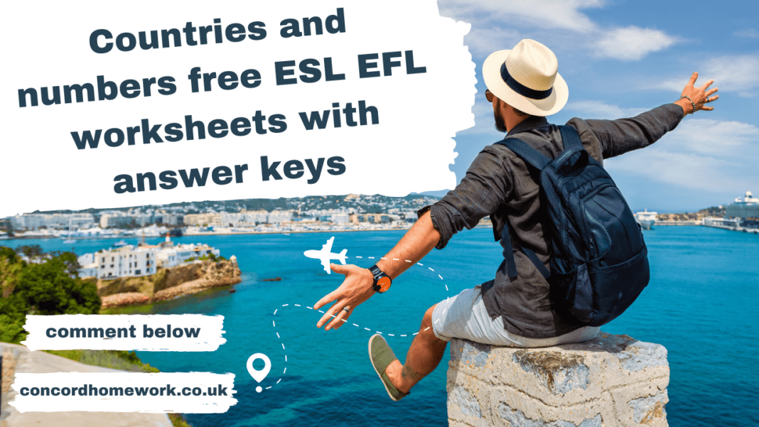 Countries and numbers free ESL EFL worksheets with answer keys