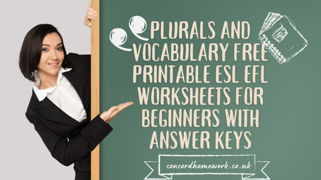 Plurals and vocabulary free printable ESL EFL worksheets for beginners with answer keys