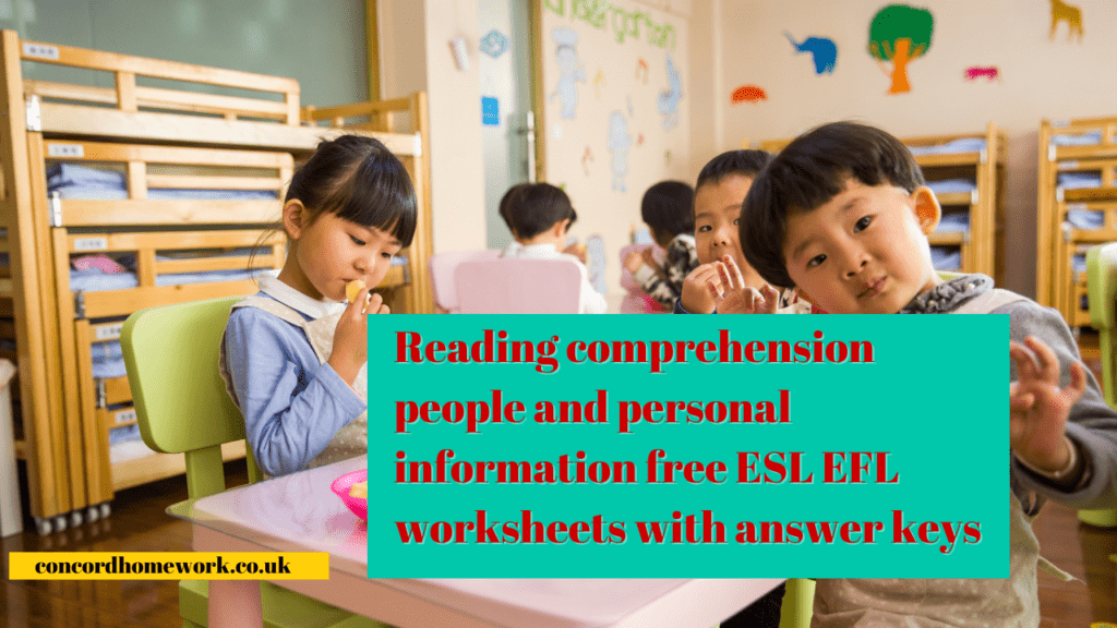Reading comprehension people and personal information free ESL EFL worksheets with answer keys