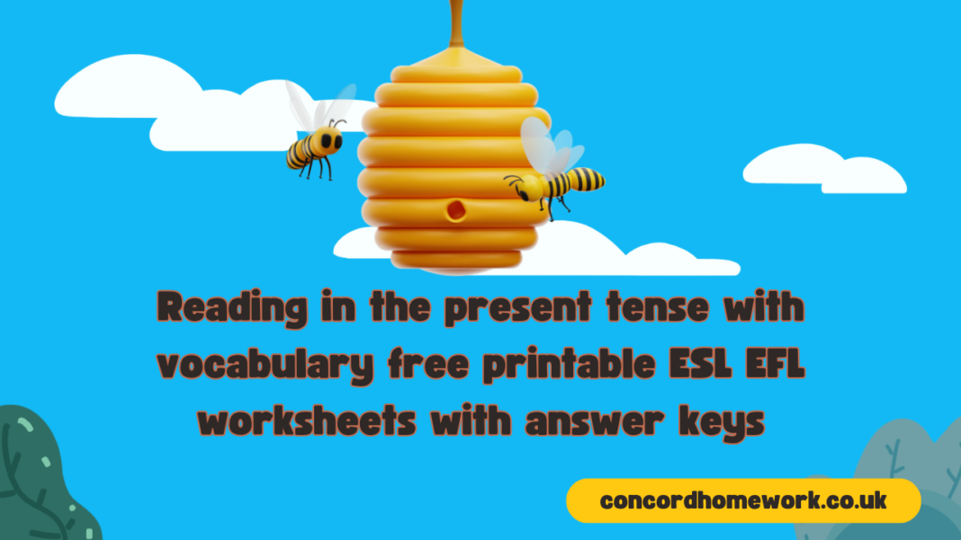 Reading in the present tense with vocabulary free printable ESL EFL worksheets with answer keys