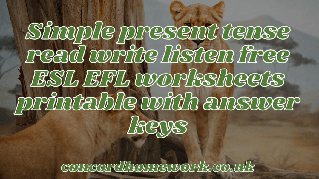 Simple present tense read write listen free ESL EFL worksheets printable with answer keys