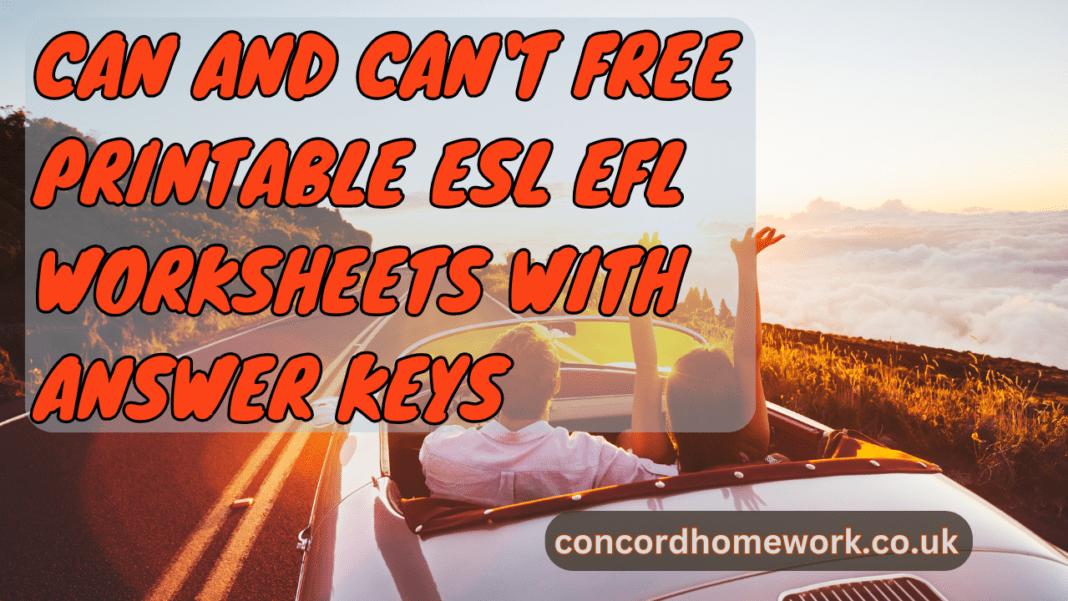 Can and can't free printable ESL EFL worksheets with answer keys
