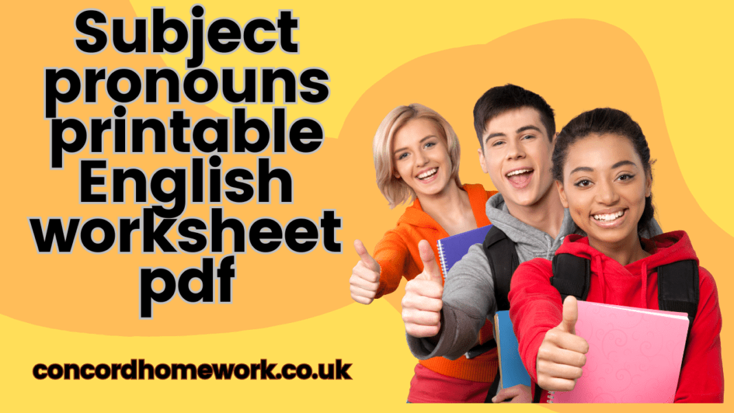 Subject pronouns printable English worksheet pdf