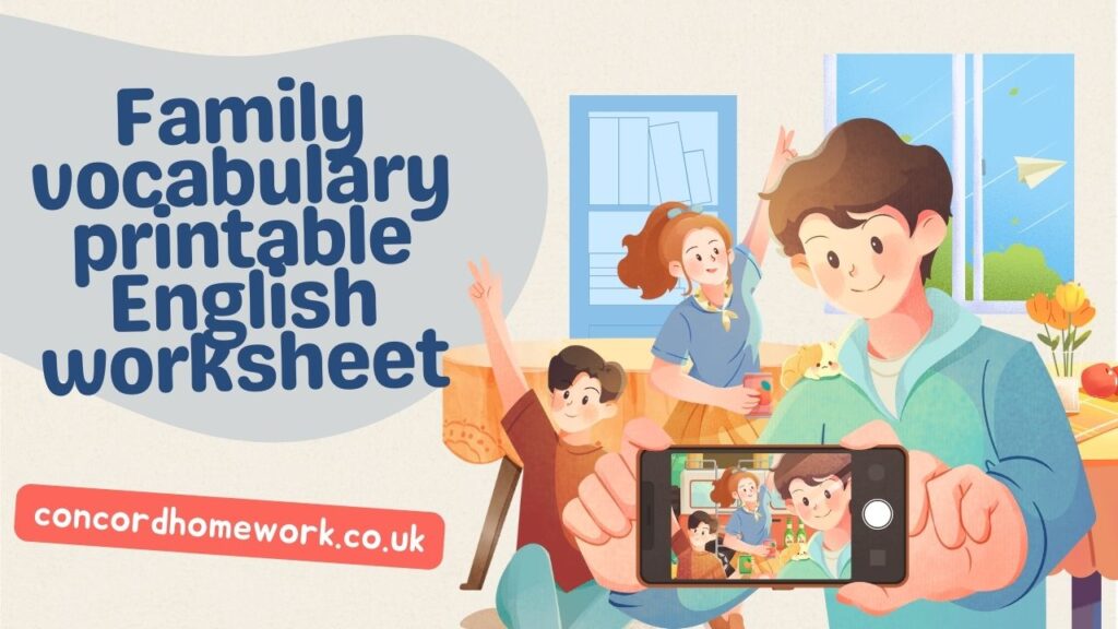 Family vocabulary printable English worksheet