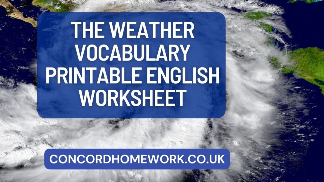 The weather vocabulary printable English worksheet