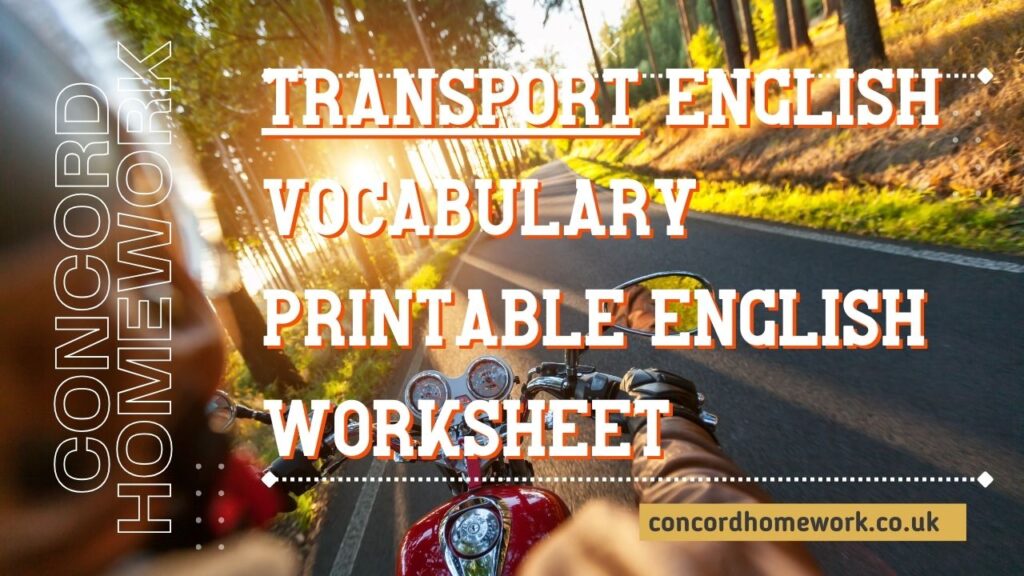 Transport English vocabulary printable English worksheet