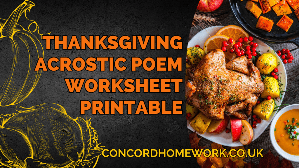 Thanksgiving Acrostic Poem Worksheet Printable