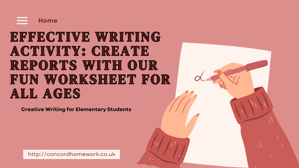 Worksheet for elementary students to create reports through guided questions